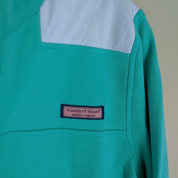 Vineyard Vines | Teal White Quarter Zip Top - E76 - Picture 4 of 8